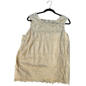 Penningtons Yellow Lace Sleeveless Blouse 2X